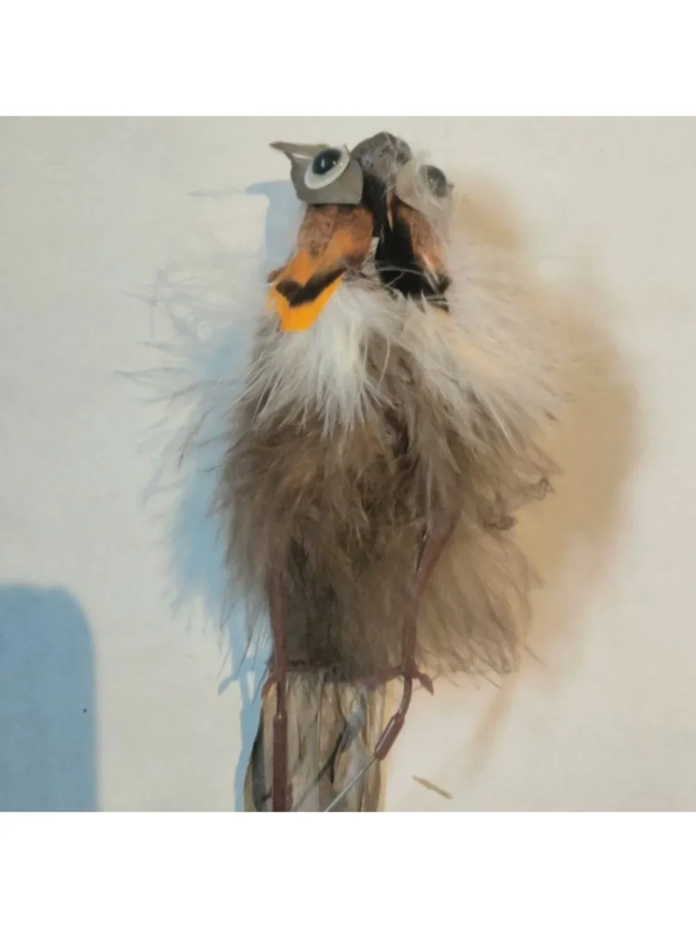 Feathered Owl Bird Figure On Wire Rustic Lodge Cabin Decor Handmade Craft